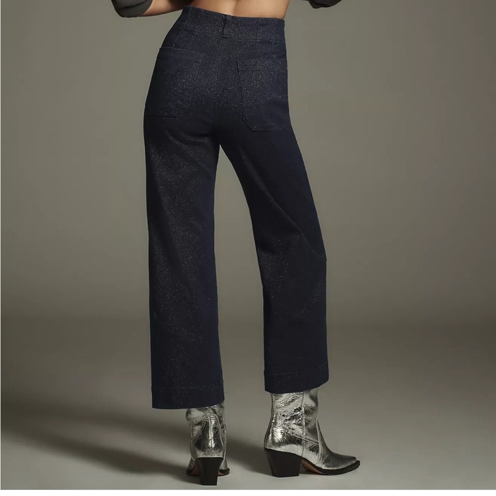 Anthropologie The Colette High-Rise Cropped Wide-Leg Jeans Sparkle plus 16 W - Picture 8 of 9